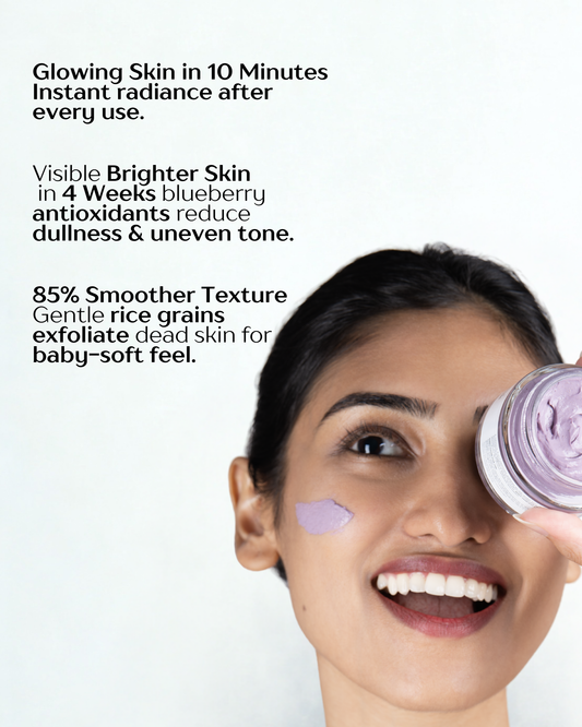 Blueberry Smoothie Face Mask + Scrub For Instant Glowing Skin And Healthy Skin
